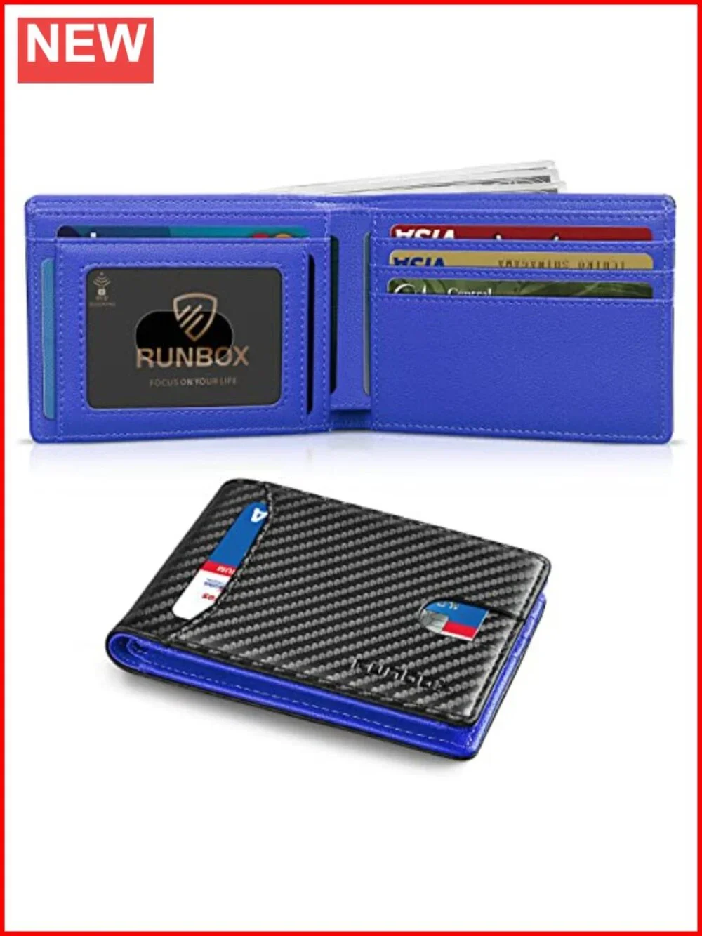 Slim Bifold Wallet RFID Blocking Genuine Leather 11 Card Slots